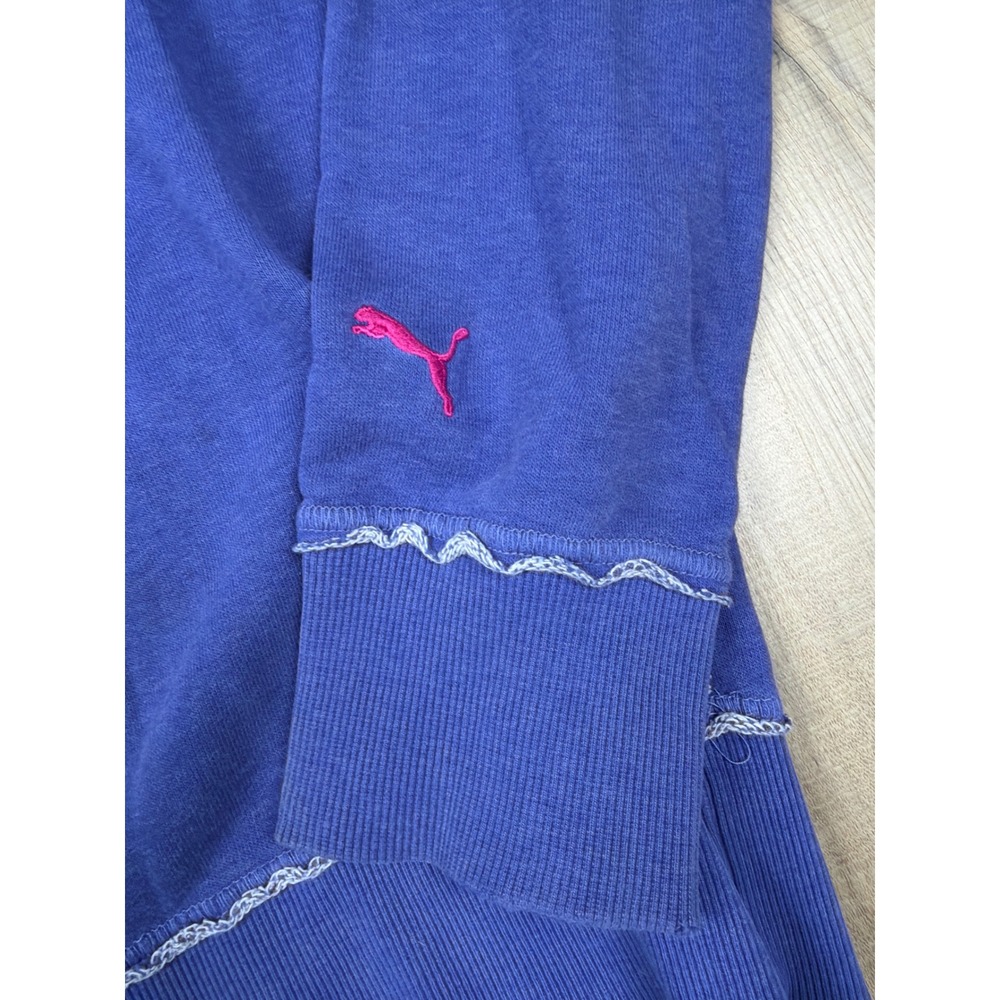 Puma Sportlifestyle Blue Pink Distressed Logo Sweatshirt 828626 Womens Large - Picture 2 of 8